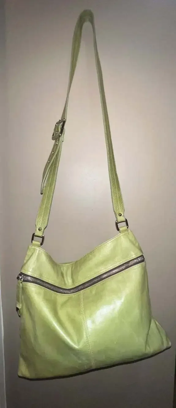 Hobo Lime Green Leather Shoulder Bag Crossbody